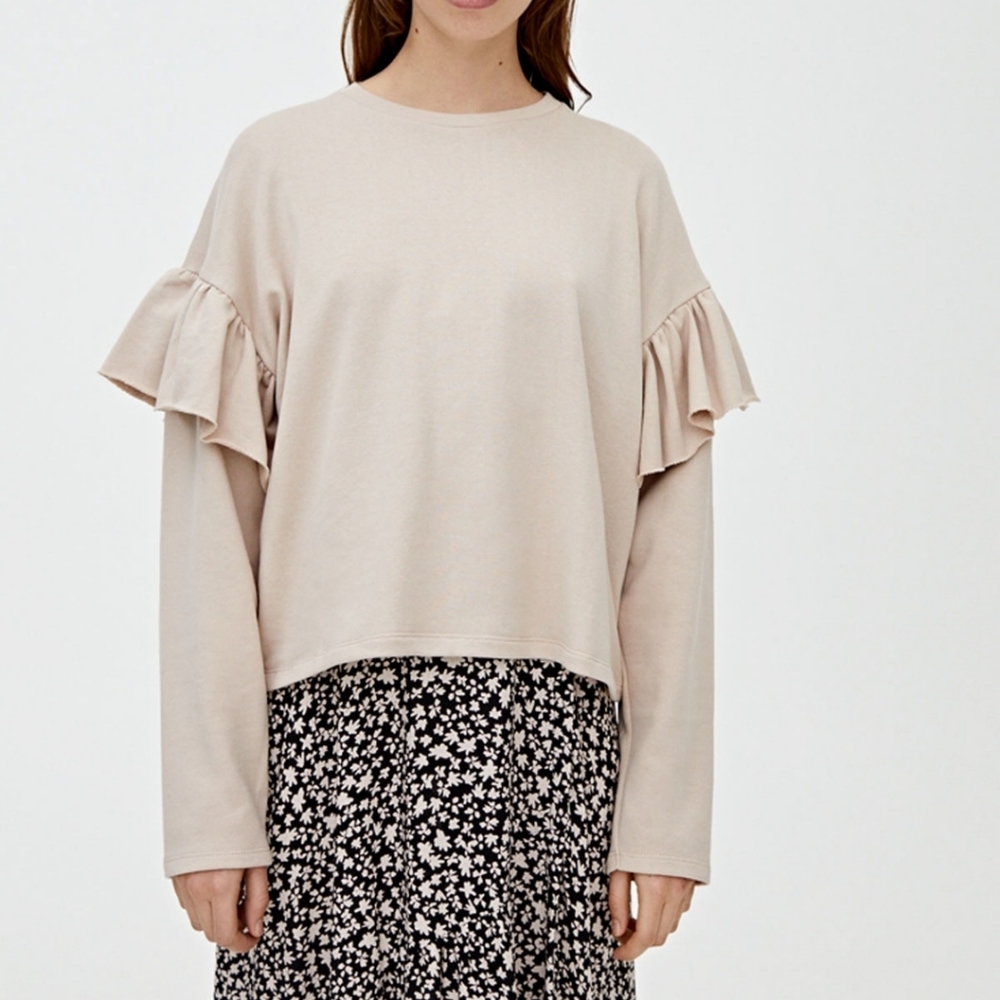WIDE RUFFLE BASIC SWEATSHIRT - Picture 6 of 6